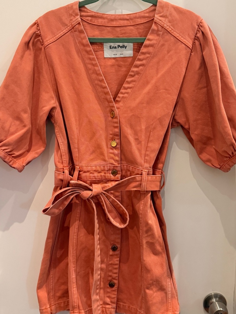 Ena Pelly | Gracie Denim Mini Dress | Peach Wash